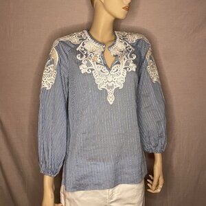 NWT Kobi Halperin Hadley Blouse Blue Stripes Size XS